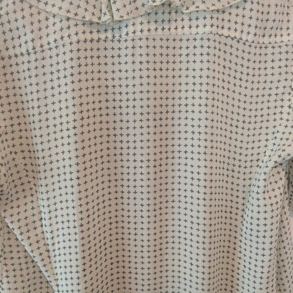 Anthropologie 11.1.Tylho White Printed Button Front Ruffled Neck Tunic - Picture 10 of 14